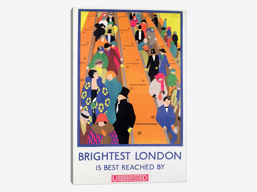 Brightest London is Best Reached by Underground, 1924, printed by the Dangerfield Co 1-piece Canvas Artwork