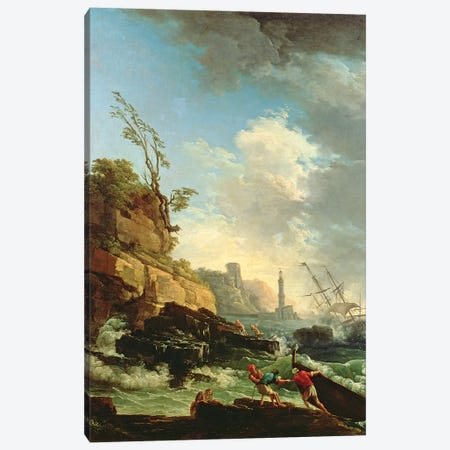 Storm on a Rocky Coast with shipwreck Canvas Print #BMN4525} by Claude Joseph Vernet Canvas Artwork