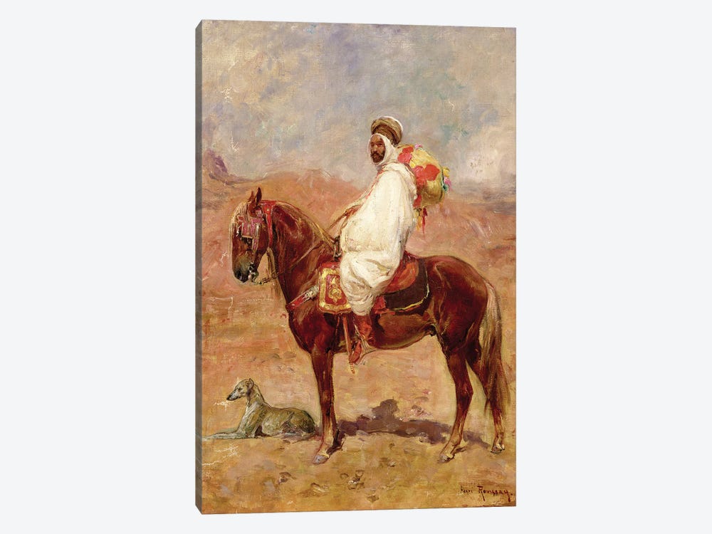 An Arab On A Horse In A Desert Landscape 1-piece Canvas Art