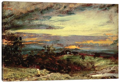 Sunset study of Hampstead, looking towards Harrow Canvas Art Print - Realism Art