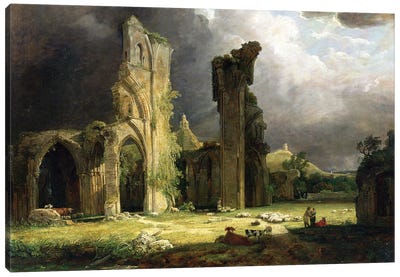 Glastonbury Abbey with the Tor beyond  Canvas Art Print