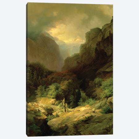 An Alpine Landscape in a Storm Canvas Print #BMN4565} by Johann Gottfried Steffan Canvas Art