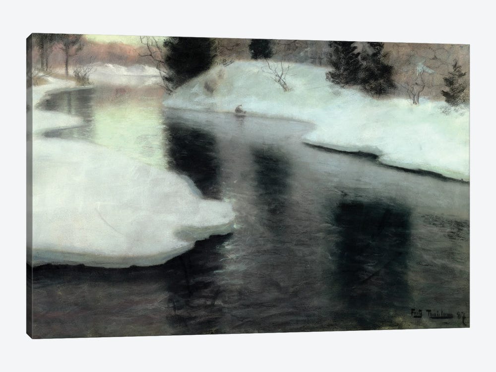Thawing ice on the Lysaker River, 1887  by Fritz Thaulow 1-piece Canvas Artwork