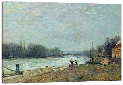 After the Thaw, the Seine at Suresnes Bridge, 1880  Canvas Art Print