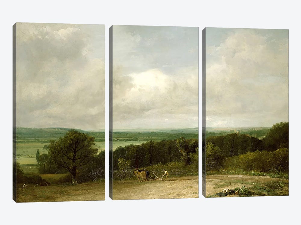Wooded Landscape with a ploughman by John Constable 3-piece Canvas Art Print