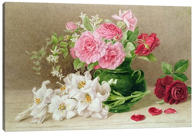 Roses and Lilies  Canvas Art Print