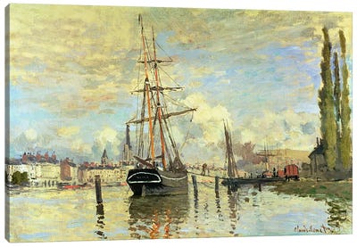 The Seine at Rouen, 1872  Canvas Art Print - Claude Monet