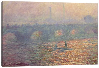 Waterloo Bridge, 1900 Canvas Art Print - Claude Monet