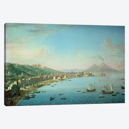 Naples from the Bay, with Mt. Vesuvius in the Background  Canvas Print #BMN4622} by Antonio Joli Canvas Wall Art