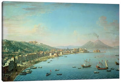 Naples from the Bay, with Mt. Vesuvius in the Background  Canvas Art Print