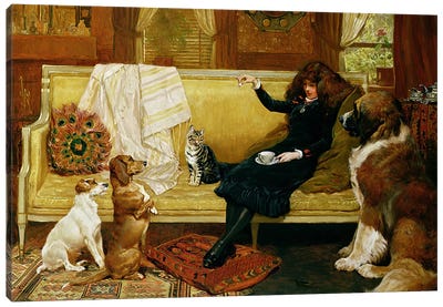 Teatime Treat, 1883 Canvas Art Print - St. Bernard Art