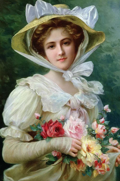 Elegant lady with a bouquet of roses