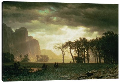 Passing Storm in Yosemite, 1865  Canvas Art Print - Albert Bierstadt