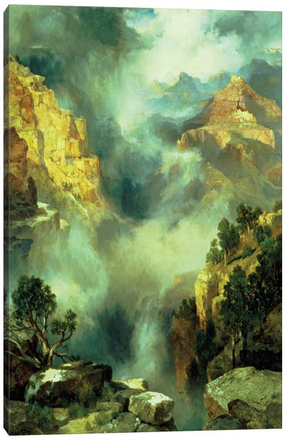 Mist in the Canyon, 1914  Canvas Art Print - Thomas Moran
