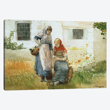 Picking Flowers, 1881  Canvas Print #BMN4646} by Winslow Homer Art Print