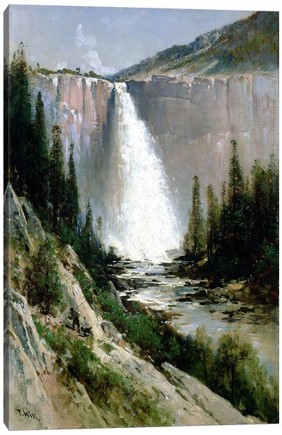 Bridal Veil Falls, Yosemite  Canvas Art Print - Waterfall Art