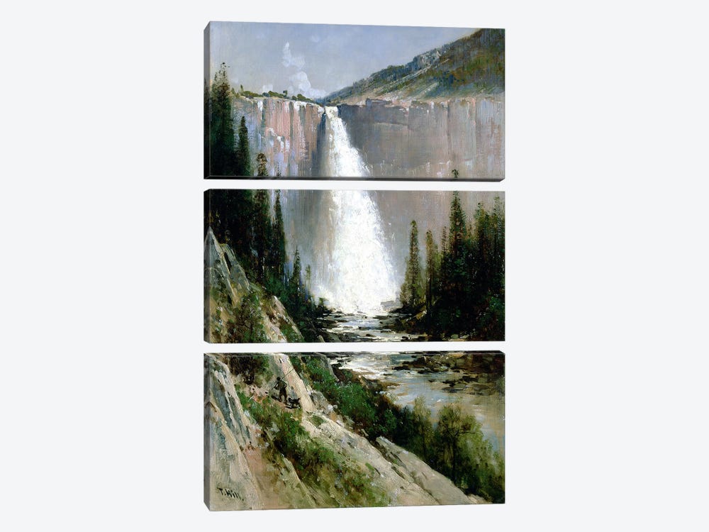 Bridal Veil Falls, Yosemite  by Thomas Hill 3-piece Canvas Wall Art