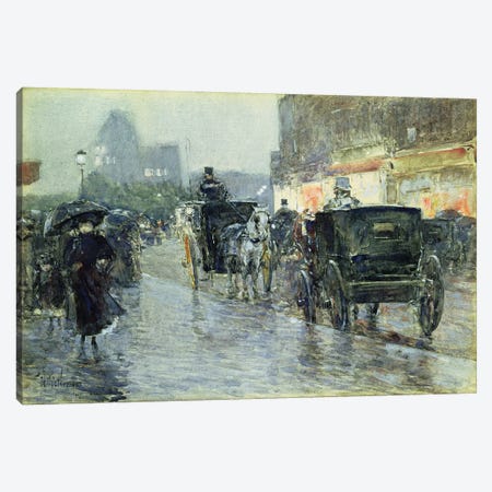 Horse Drawn Cabs at Evening, New York, c.1890  Canvas Print #BMN4671} by Childe Hassam Canvas Print
