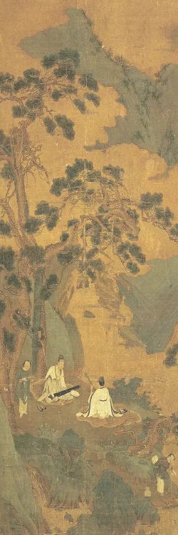 Two Scholars playing the Qin and Erhu under a Pine Tree 