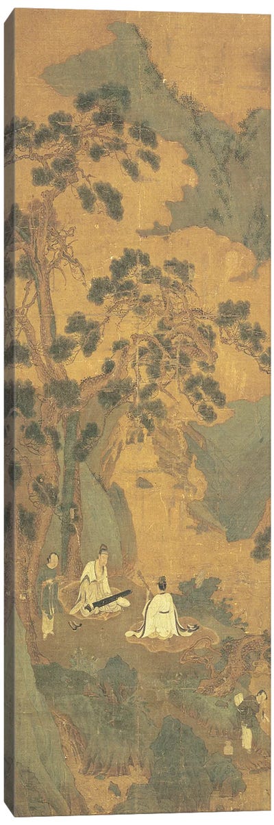 Two Scholars playing the Qin and Erhu under a Pine Tree  Canvas Art Print
