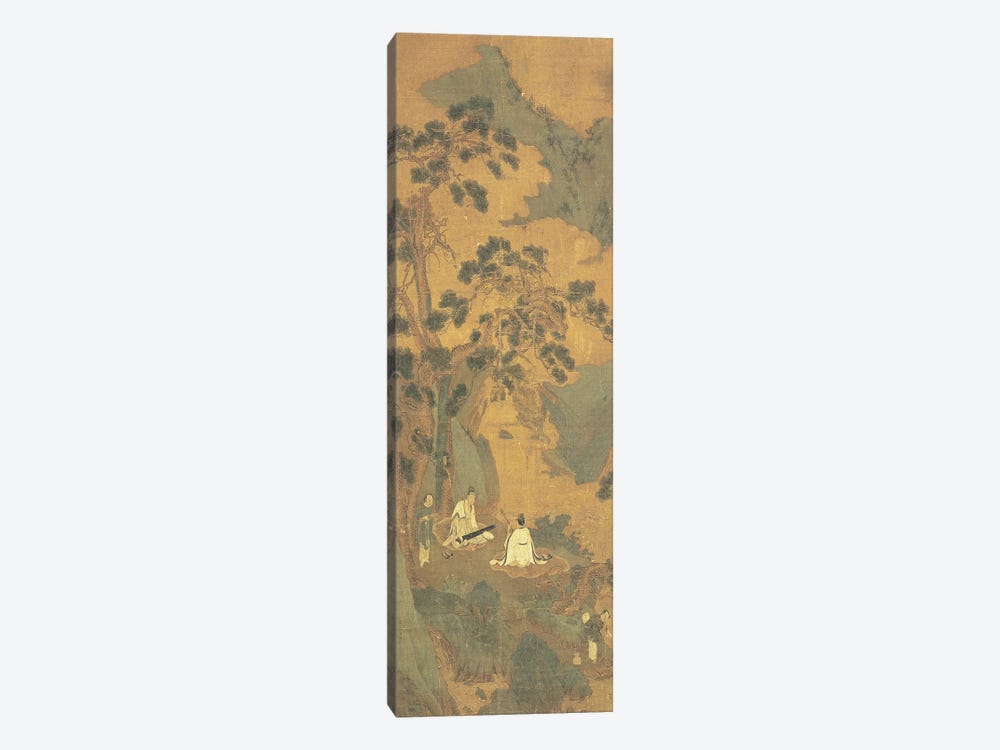 Two Scholars playing the Qin and Erhu under a Pine Tree  by Qiu Ying 1-piece Canvas Print