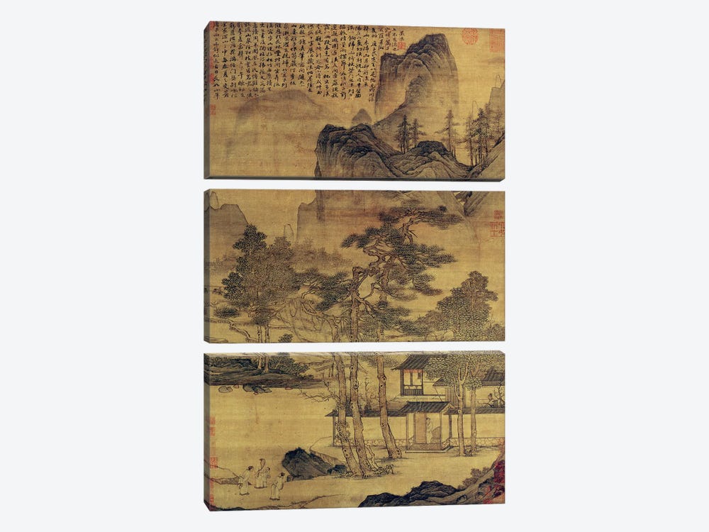 Scenes of Hermits' Long Days in the Quiet Mountains  by Tang Yin 3-piece Canvas Artwork