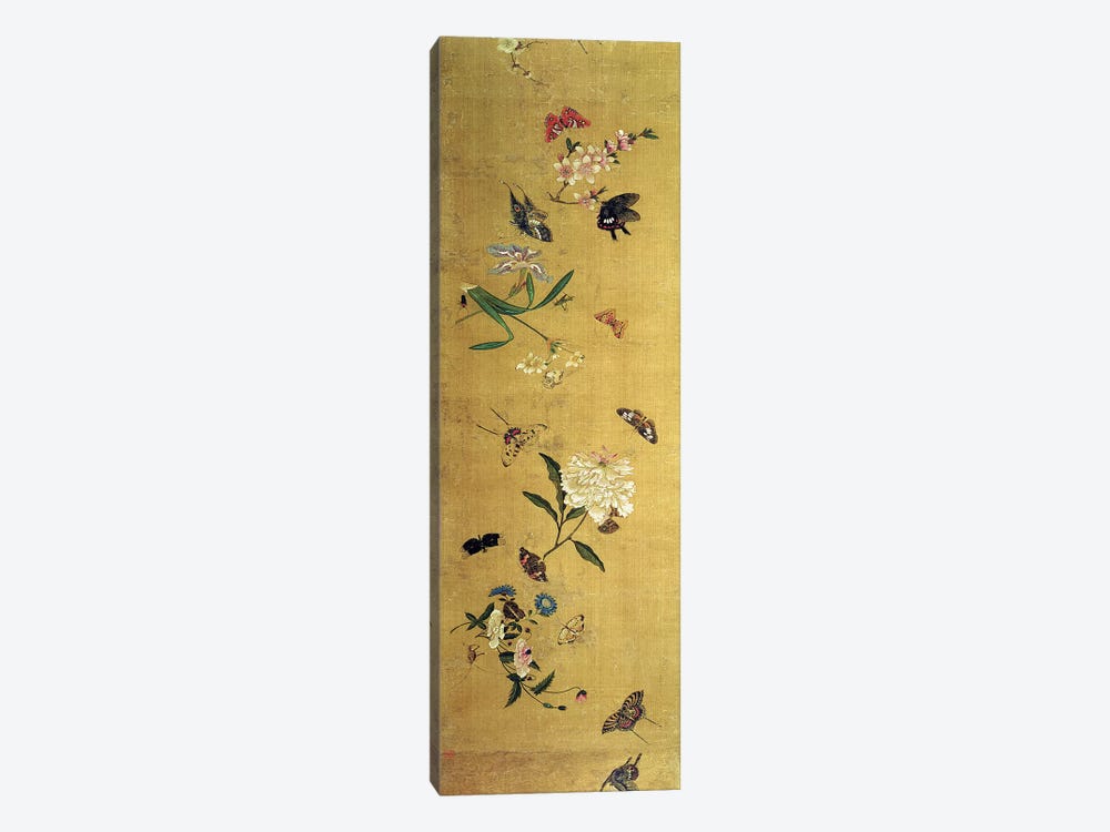 One Hundred Butterflies, Flowers and Insects, detail from a handscroll  by Chen Hongshou 1-piece Canvas Print