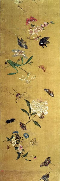Chinese Décor: One Hundred Butterflies, Flowers and Insects, detail from a handscroll  by Chen Hongshou