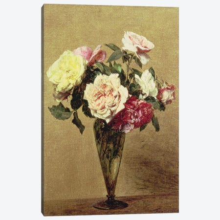 Roses in a Vase, 1892  Canvas Print #BMN4678} by Ignace Henri Jean Theodore Fantin-Latour Art Print