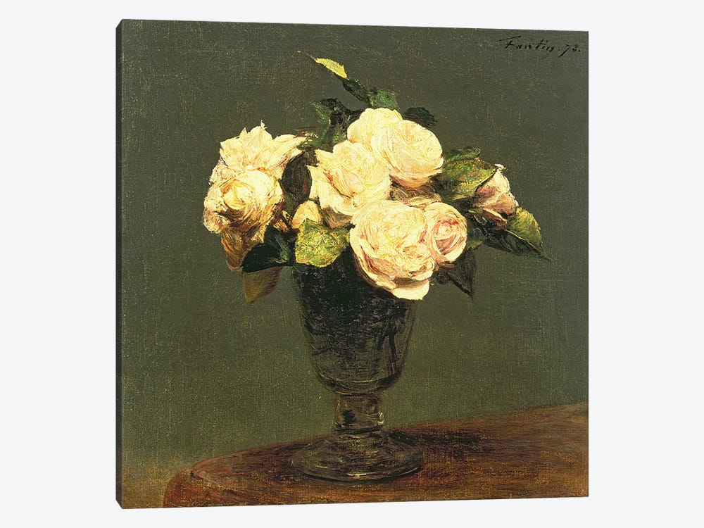 White Roses, 1873  by Ignace Henri Jean Theodore Fantin-Latour 1-piece Canvas Art Print