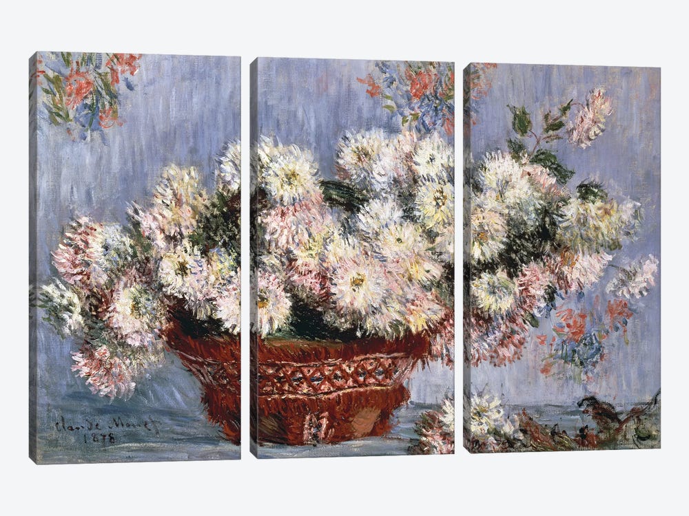 Chrysanthemums, 1878  by Claude Monet 3-piece Canvas Artwork