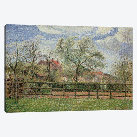Pear Trees and Flowers at Eragny, Morning, 1886  Canvas Print #BMN4696} by Camille Pissarro Canvas Wall Art