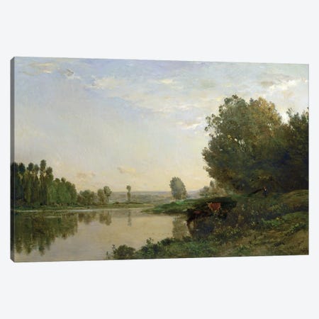 The Banks of the Oise, Morning, 1866  Canvas Print #BMN469} by Charles Francois Daubigny Canvas Art