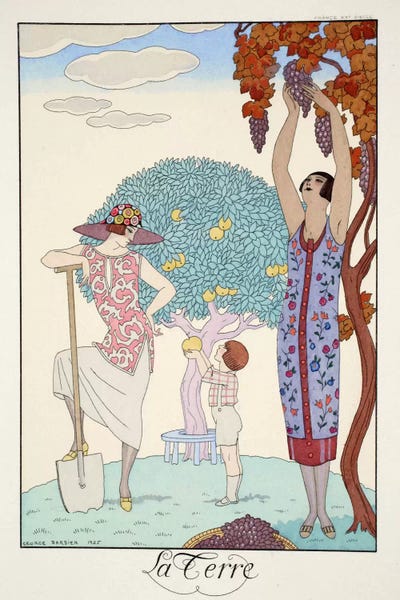 George Barbier: Earth, from 'Falbalas & Fanfreluches, Almanach des Modes Présentes by George Barbier