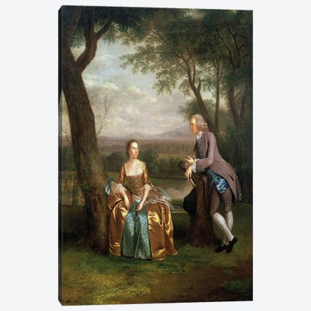 Portrait of a Couple, possibly Daniel and Mary Swaine of Leverington Hall, Isle of Ely, Cambridgeshire, c.1753  Canvas Print #BMN4704} by Arthur Devis Canvas Wall Art