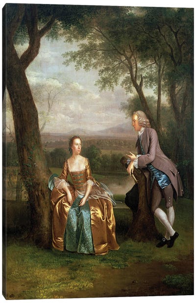 Portrait of a Couple, possibly Daniel and Mary Swaine of Leverington Hall, Isle of Ely, Cambridgeshire, c.1753  Canvas Art Print