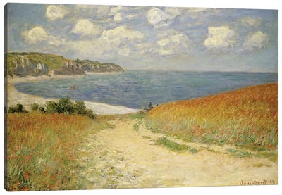 Path in the Wheat at Pourville, 1882  Canvas Art Print - Coastline Art