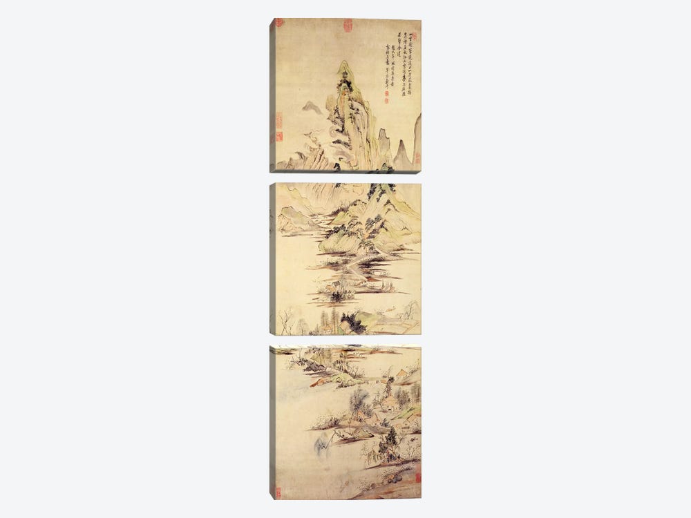 The Enjoyment of the Fisherman in the Water Village  by Yun Shouping 3-piece Canvas Art Print