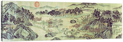 The Peach Blossom Spring from a poem entitled 'Tao Yuan Bi Jing' written by Wang Wei  Canvas Art Print - Mountain Art - Stunning Mountain Wall Art & Artwork