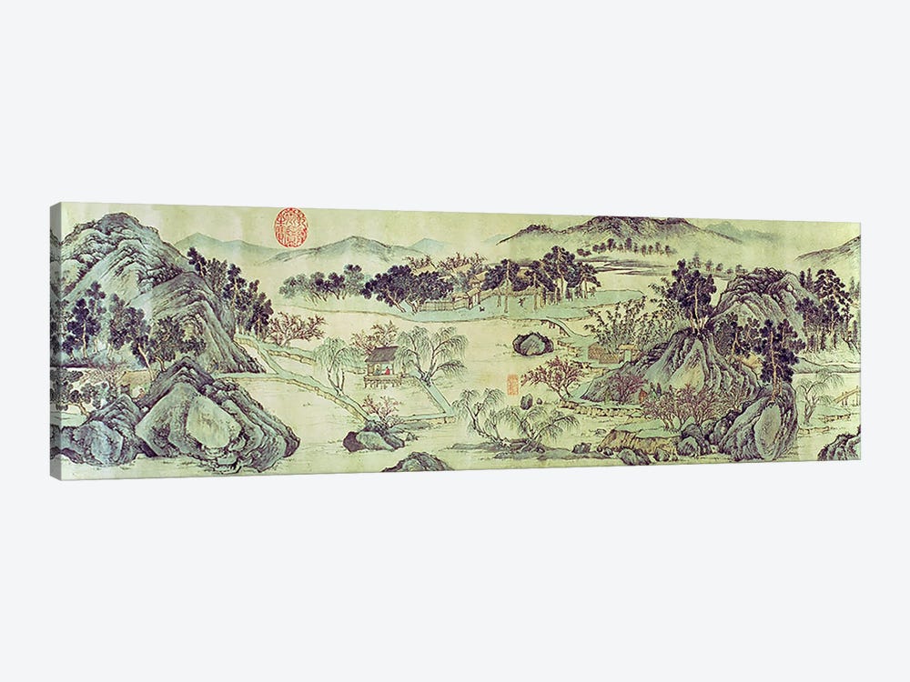 The Peach Blossom Spring from a poem entitled 'Tao Yuan Bi Jing' written by Wang Wei  by Wen Zhengming 1-piece Canvas Wall Art