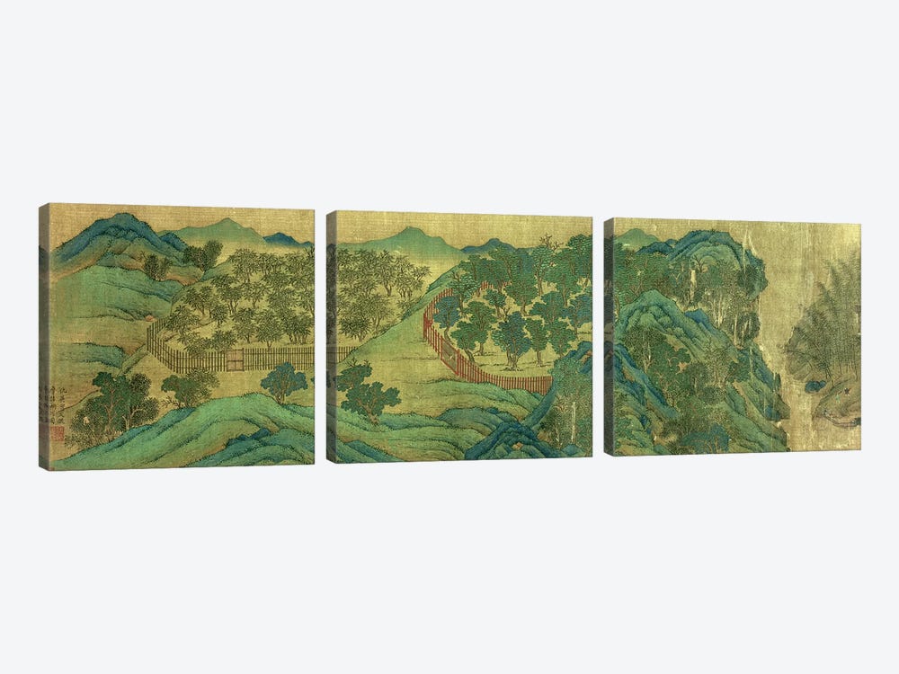 The Garden of Wang Chuan's Residence, after the Painting Style and Poetry of Wang Wei  by Qiu Ying 3-piece Canvas Wall Art