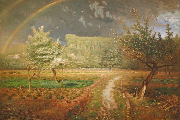 Jean-Francois Millet: Spring at Barbizon, 1868-73  by Jean-Francois Millet
