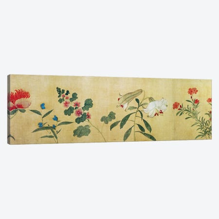 A Detail Of Flowers From A Handscroll Of A 'Hundred Flowers', 1562  Canvas Print #BMN4720} by Wang Guxiang Art Print