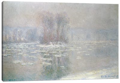 Ice at Bennecourt, 1898  Canvas Art Print - Claude Monet