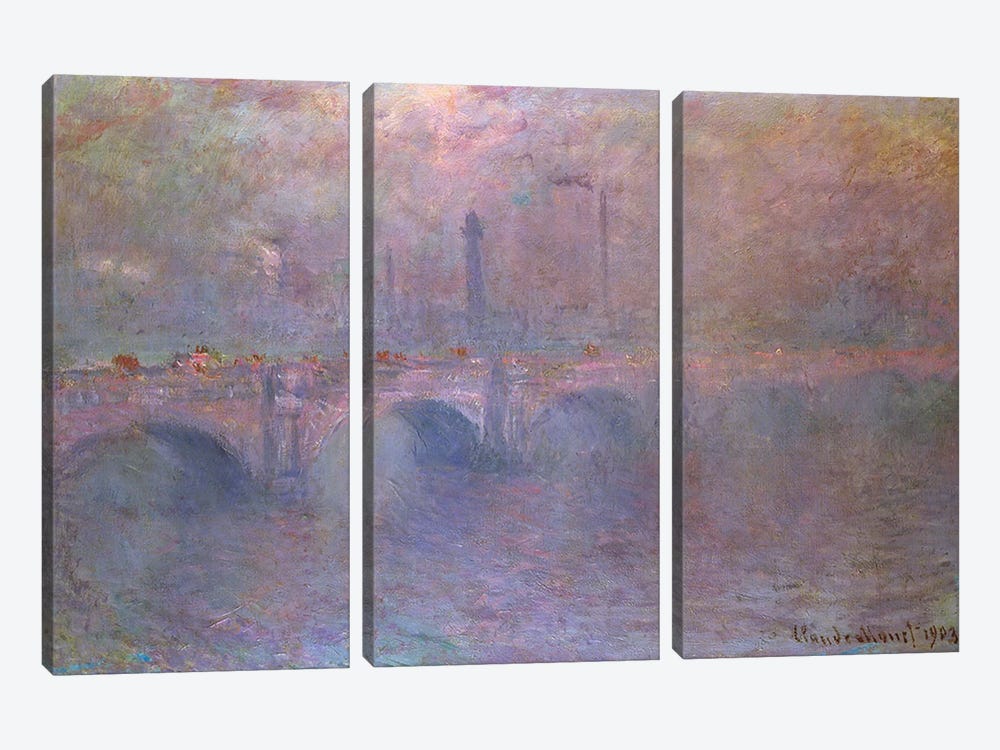 The Thames at Waterloo Bridge, 1903  by Claude Monet 3-piece Art Print