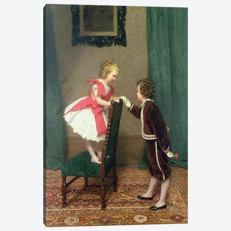 Miss Lily's First Flirtation, 1867  Canvas Print #BMN4742} by James Hayllar Canvas Print