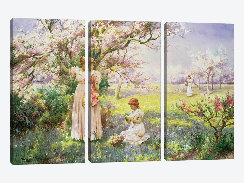 Spring: Picking Flowers, 1898  3-piece Canvas Art