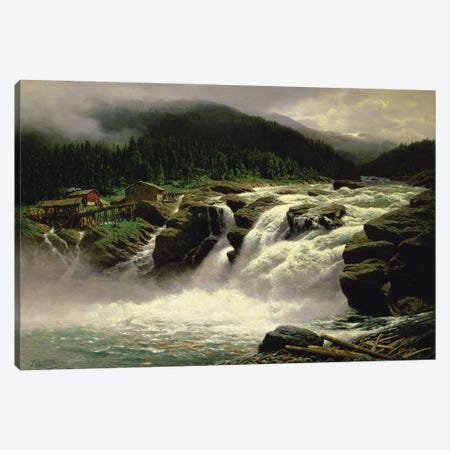 Norwegian Waterfall, at Lofor in Valders, 1905  Canvas Print #BMN4749} by Karl Paul Themistocles von Eckenbrecher Art Print