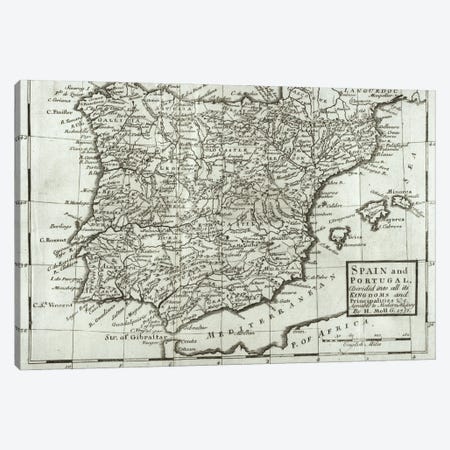 Map of Spain and Portugal, 1731  Canvas Print #BMN4759} by Hermann Moll Canvas Art