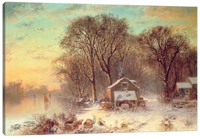 Winter in Malden, Massachusetts, 1864  Canvas Art Print